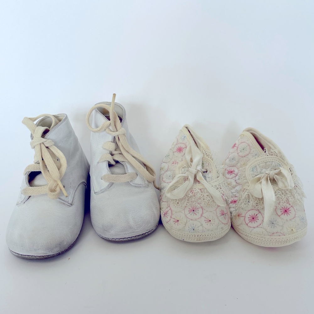 Vintage Parisette Handcrafted Christening Baby Shoes